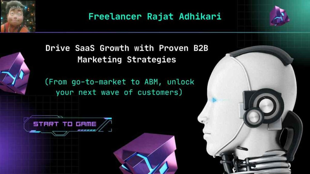 Illustration of B2B SaaS product marketing strategies including ABM, content, SEO, and paid media for SaaS growth