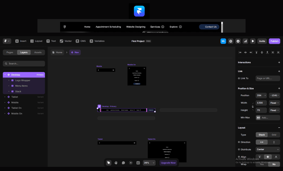Responsive Menu Design in Framer | Multi-Breakpoint Navigation
